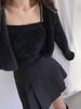 Autumn And Winter Elegant Temperament Women's Suits Suspender Tops With Lazy Wind Sweater Cardigan Two-Piece Set