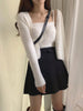 Autumn And Winter Elegant Temperament Women's Suits Suspender Tops With Lazy Wind Sweater Cardigan Two-Piece Set