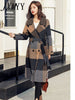 Autumn And Winter Products Elegant Temperament Plaid Mid-Length Woolen Coat Women's Waist Tie Woolen Coat trend