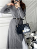 Autumn And Winter Twist Knitted Elegant Temperament Dress Single-Breasted Design Slim Slit Skirt Women's Clothing