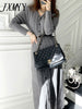 Autumn And Winter Twist Knitted Elegant Temperament Dress Single-Breasted Design Slim Slit Skirt Women's Clothing
