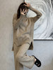 Autumn And Winter Temperament Turtleneck Slit Sweater + Loose Wide-Leg Pants Two-Piece Net Red Lazy Suit Female