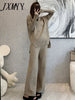 Autumn And Winter Temperament Turtleneck Slit Sweater + Loose Wide-Leg Pants Two-Piece Net Red Lazy Suit Female