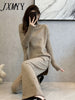 Autumn And Winter Temperament Turtleneck Slit Sweater + Loose Wide-Leg Pants Two-Piece Net Red Lazy Suit Female