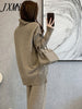 Autumn And Winter Temperament Turtleneck Slit Sweater + Loose Wide-Leg Pants Two-Piece Net Red Lazy Suit Female