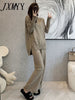 Autumn And Winter Temperament Turtleneck Slit Sweater + Loose Wide-Leg Pants Two-Piece Net Red Lazy Suit Female