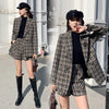 Autumn And Winter Women's Two-piece Korean Style Tweed Long-sleeved Striped Suit Jacket + High-waist Shorts Suit