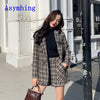 Autumn And Winter Women's Two-piece Korean Style Tweed Long-sleeved Striped Suit Jacket + High-waist Shorts Suit