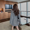 Autumn And Winter Women's Two-piece Korean Suit Plaid Mid-length Woolen Coat + Fashionable Temperament Hip Skirt Suit