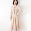 Autumn And Winter Women's Wooden Ears 100% Pure Wool Dress V-Neck Lazy Self-Cultivation Knit Bottoming Long Sweater