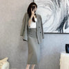 Autumn Blazer Skirt Suits Korean Women Two Piece Set Long Sleeve Suit Jacket + Split Skirt Elegant Office Lady 2 Piece Outfits
