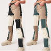 Autumn Brown Women Cowboy Striped Patchwork Jeans Street Casual Hip Hop High Waist Loose Straight Jeans Women's Pants