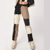 Autumn Brown Women Cowboy Striped Patchwork Jeans Street Casual Hip Hop High Waist Loose Straight Jeans Women's Pants