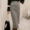 Autumn Casual Plaid 2 Pieces Set feminino One Button Slim Blazer & Mid-length Skirt Elegant Houndstooth Women Skirt Suit