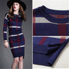 Autumn Celebrities Suit Women Skirt Long Sleeve 2 Piece Set Office Womens Suits And Skirts Stripe Wool Knitwear Sweater Skirt
