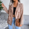 Autumn Corduroy Blazer Women Double Breasted Blazers and Jackets Winter Black Blazer Coat Female Office Lady 2023