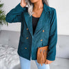 Autumn Corduroy Blazer Women Double Breasted Blazers and Jackets Winter Black Blazer Coat Female Office Lady 2023