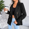 Autumn Corduroy Blazer Women Double Breasted Blazers and Jackets Winter Black Blazer Coat Female Office Lady 2023