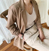 Autumn Cotton Linen Blazer Women Jackets Casual Pocket Loose Elegant Female Office Suit Blazers Coat Solid Khaki Outwear Tops