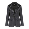 Autumn Dark Green Velvet Suit Jacket Office Ladies Jacket Female Elegant One Button Long Sleeve Blazer