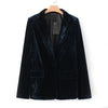Autumn Dark Green Velvet Suit Jacket Office Ladies Jacket Female Elegant One Button Long Sleeve Blazer
