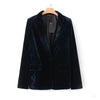Autumn Dark Green Velvet Suit Jacket Office Ladies Jacket Female Elegant One Button Long Sleeve Blazer