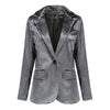 Autumn Dark Green Velvet Suit Jacket Office Ladies Jacket Female Elegant One Button Long Sleeve Blazer