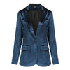 Autumn Dark Green Velvet Suit Jacket Office Ladies Jacket Female Elegant One Button Long Sleeve Blazer