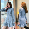 Autumn Denim Shirt Dress High Waist Ruffle Long Sleeve Vintage Dresses Women Clothes 2022 Sweet Mini Dress Girl