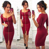Autumn Dress New Fashion Women Casual Knitting Bodycon Sexy Club Dress Knee-Length Party Wear Dresses