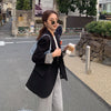 Autumn Elegant Black Blazer Women Loose Korean Style Notched Jacket Femme Short Solid Coat Spring Casual Blazer Femenino SQQ583