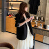 Autumn Elegant Black Blazer Women Loose Korean Style Notched Jacket Femme Short Solid Coat Spring Casual Blazer Femenino SQQ583