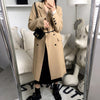 Autumn Elegant Women Black Long Blazer Long Sleeve Loose Double Button Winter Thicken Long Coat