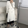 Autumn Elegant Women Black Long Blazer Long Sleeve Loose Double Button Winter Thicken Long Coat