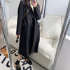 Autumn Elegant Women Black Long Blazer Long Sleeve Loose Double Button Winter Thicken Long Coat