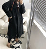 Autumn Elegant Women Black Long Blazer Long Sleeve Loose Double Button Winter Thicken Long Coat