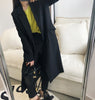 Autumn Elegant Women Black Long Blazer Long Sleeve Loose Double Button Winter Thicken Long Coat