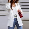 Autumn Blazer Jacket Women Casual Notched Collar Pockets Long Sleeve Work Suit Coats Office Lady Solid Blazers Plus Size