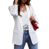 Autumn Blazer Jacket Women Casual Notched Collar Pockets Long Sleeve Work Suit Coats Office Lady Solid Blazers Plus Size