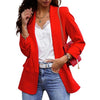 Autumn Blazer Jacket Women Casual Notched Collar Pockets Long Sleeve Work Suit Coats Office Lady Solid Blazers Plus Size
