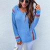 Autumn Hooded Knitwear Women Casual Patchwork Knitted Sweater Korean Loose Long Sleeve Pullover Elegant Vintage Jumpers