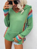 Autumn Hooded Knitwear Women Casual Patchwork Knitted Sweater Korean Loose Long Sleeve Pullover Elegant Vintage Jumpers