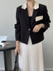 Autumn Loose Classic Elegant Contrast Color Single Button Notched Long Sleeve Casual Blazers Women Lady Outwear Jackets