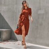 Autumn Midi Shirt Dress Women Long Sleeve Lace-up Dress Casual Elegant Lapel Office Dress With Belted Slim Solid Dresses