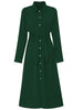 Autumn Midi Shirt Dress Women Long Sleeve Lace-up Dress Casual Elegant Lapel Office Dress With Belted Slim Solid Dresses