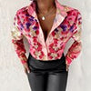 Autumn Print Blouse For Women Casual Long Sleeve Tops Elegant Office Lady Shirt Loose Streetwear Turn-down Collar Blouse