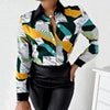 Autumn Print Blouse For Women Casual Long Sleeve Tops Elegant Office Lady Shirt Loose Streetwear Turn-down Collar Blouse