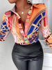 Autumn Print Blouse For Women Casual Long Sleeve Tops Elegant Office Lady Shirt Loose Streetwear Turn-down Collar Blouse