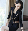 Autumn Slim Full Sleeve Blazer Coat And Formal Skirt Suit Two Pieces Women Clothing Sets