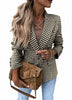 Autumn Turn-Down Collar Women Outerwear Office Lady Elegant Plaid Print Blazer Coat Spring Casual Long Sleeve Jacket